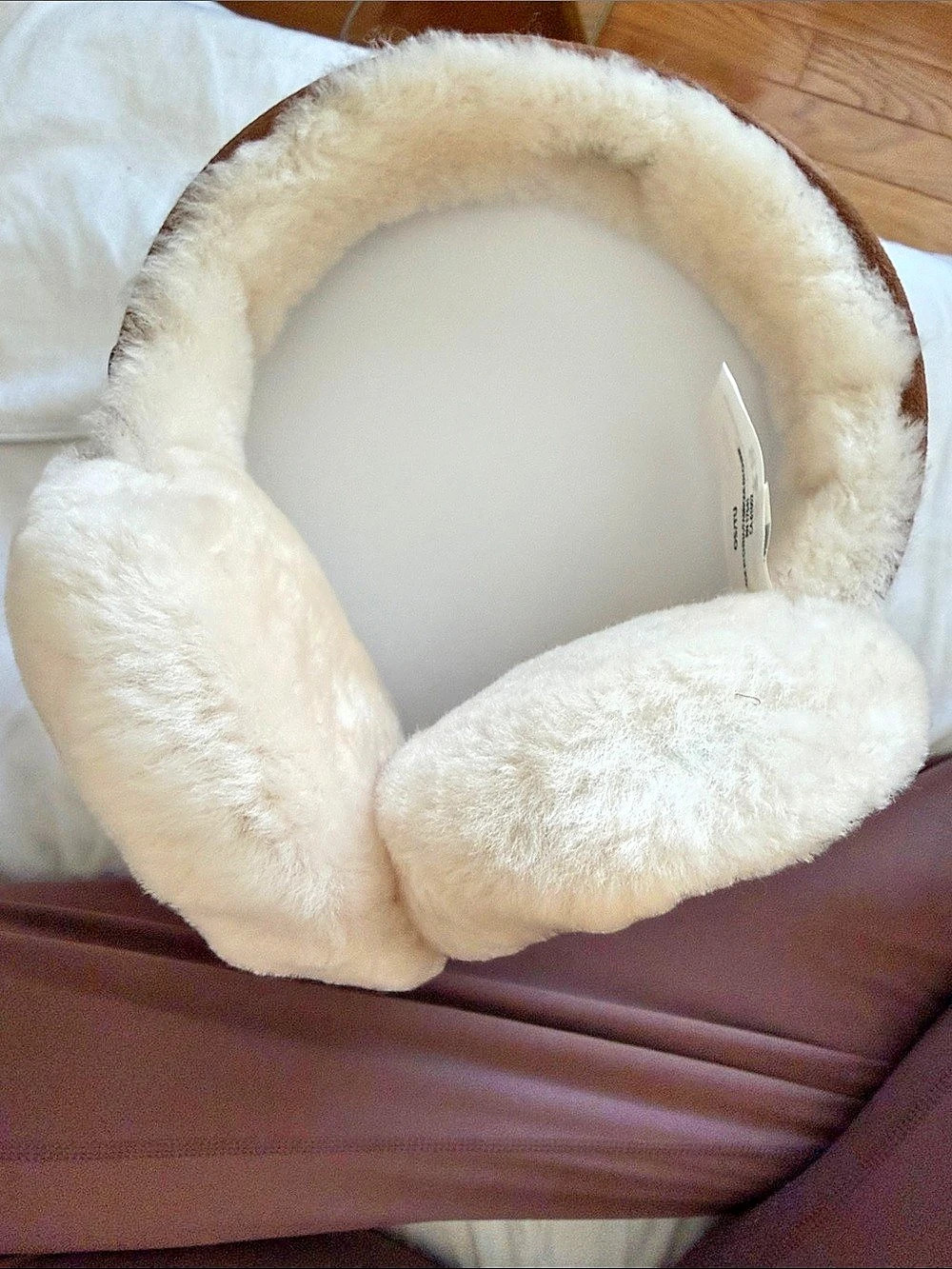 UGG Sheepskin Earmuff Faux Fur White & Brown